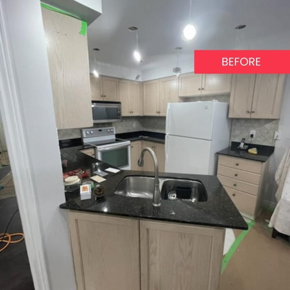 Before view of a GTA kitchen cabinet refinishing project in Etobicoke