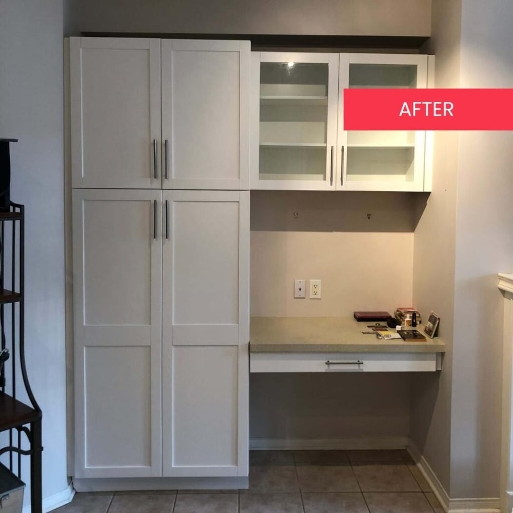 After view of an Ajax kitchen cabinet refinishing project